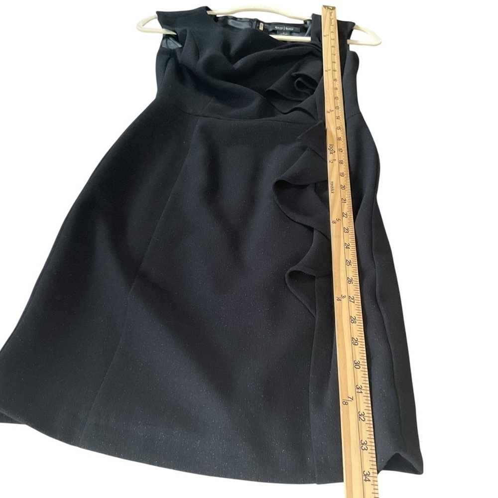 White House Black Market Black Sleeveless Ruffle Sheath Dress Size 2 - Picture 8 of 9